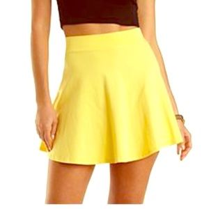 NWOT Lemon Yellow Skater Skirt